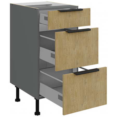 Szafka kuchenna z szufladami 40 cm CREMA dąb cremona / antracyt 40 D 3S BB